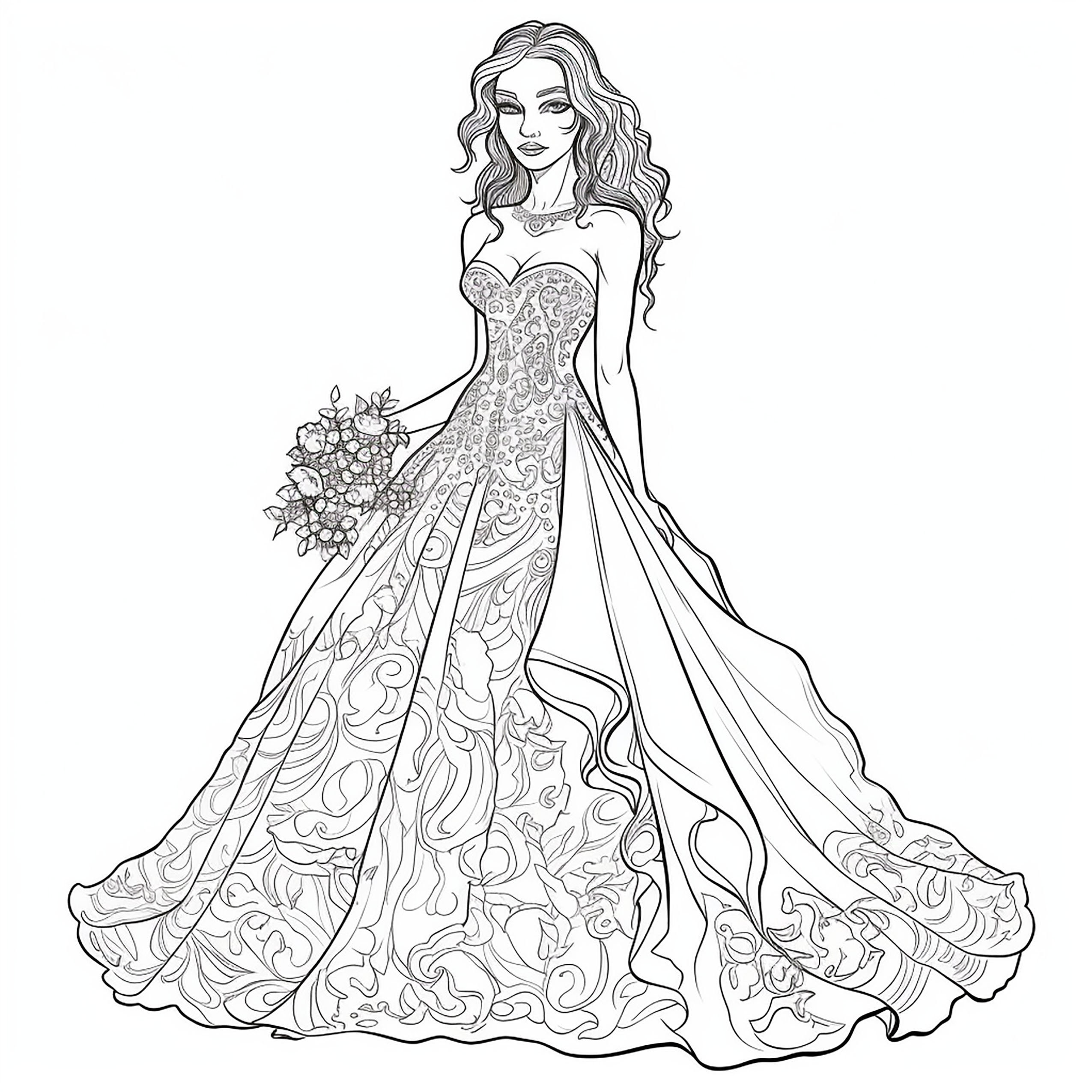 40 Coloring Pages Wedding Gowns 2 - Etsy