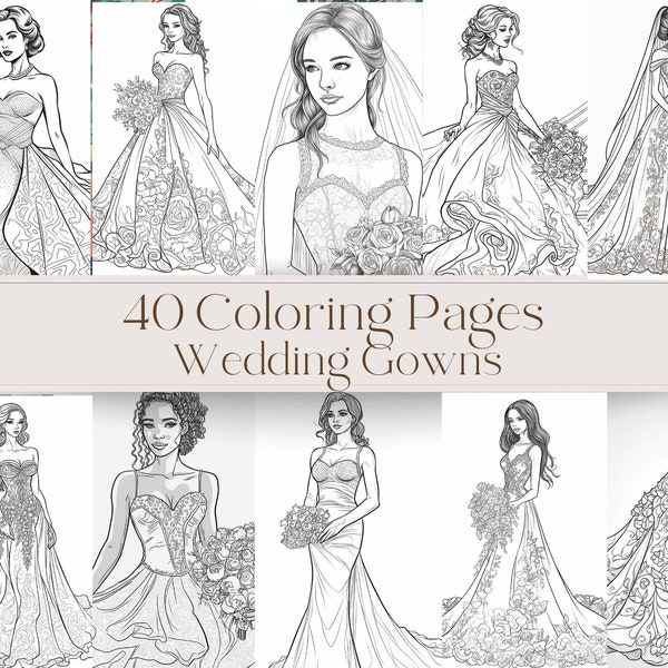 40 Coloring Pages - Wedding Gowns 2 -