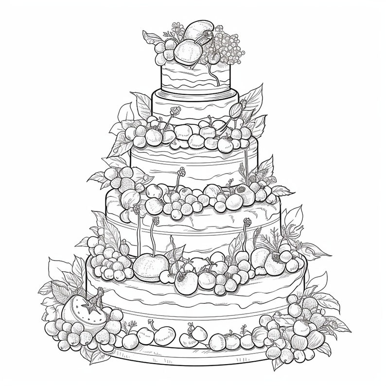 30 Coloring Pages - Wedding Cakes - Instant Download - Etsy