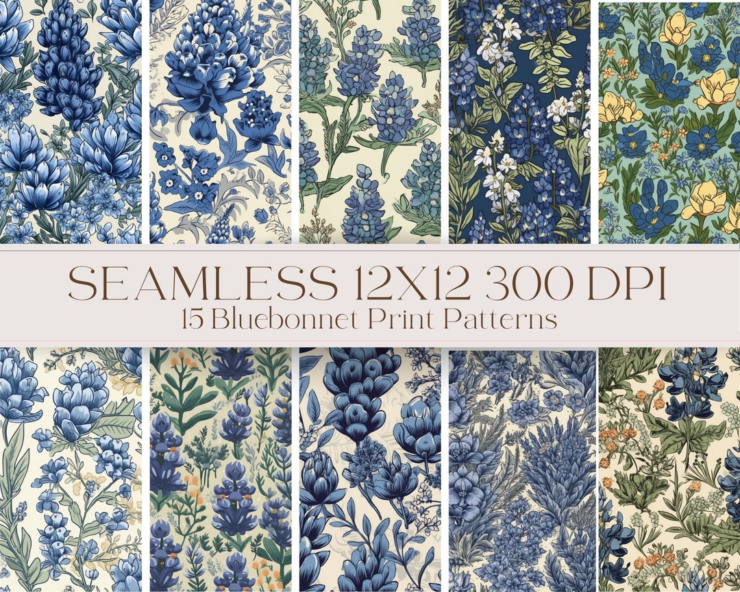 15 SEAMLESS Bluebonnet Patterns Digital Paper 12x12 300dpi - Etsy