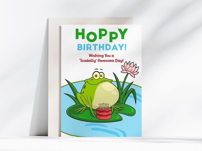 Frog Birthday Card Instant Download of a Printable Birthday Card for ...