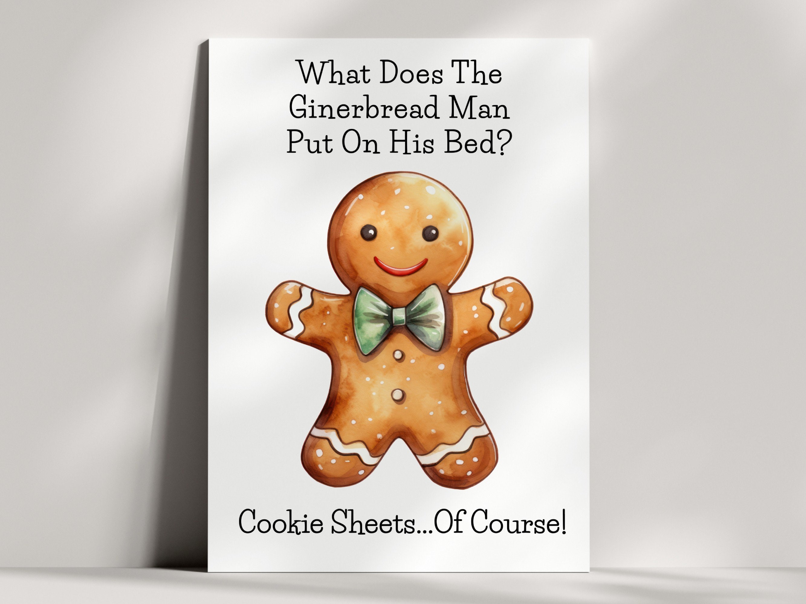 Gingerbread Man Card, Printable Christmas Card, Christmas Greeting Card
