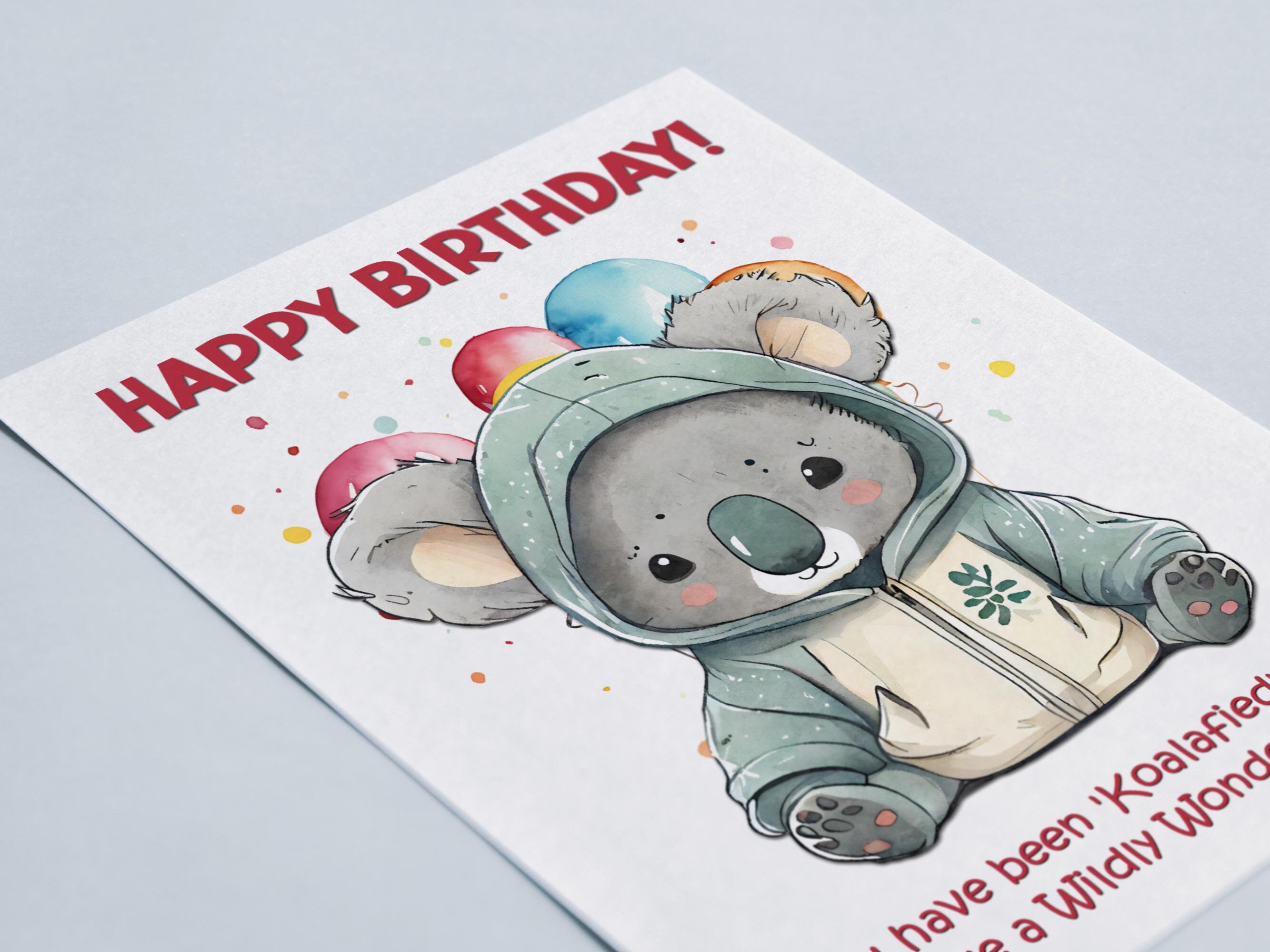 Koala Birthday Card Koala Printable Card Digital Product - Etsy