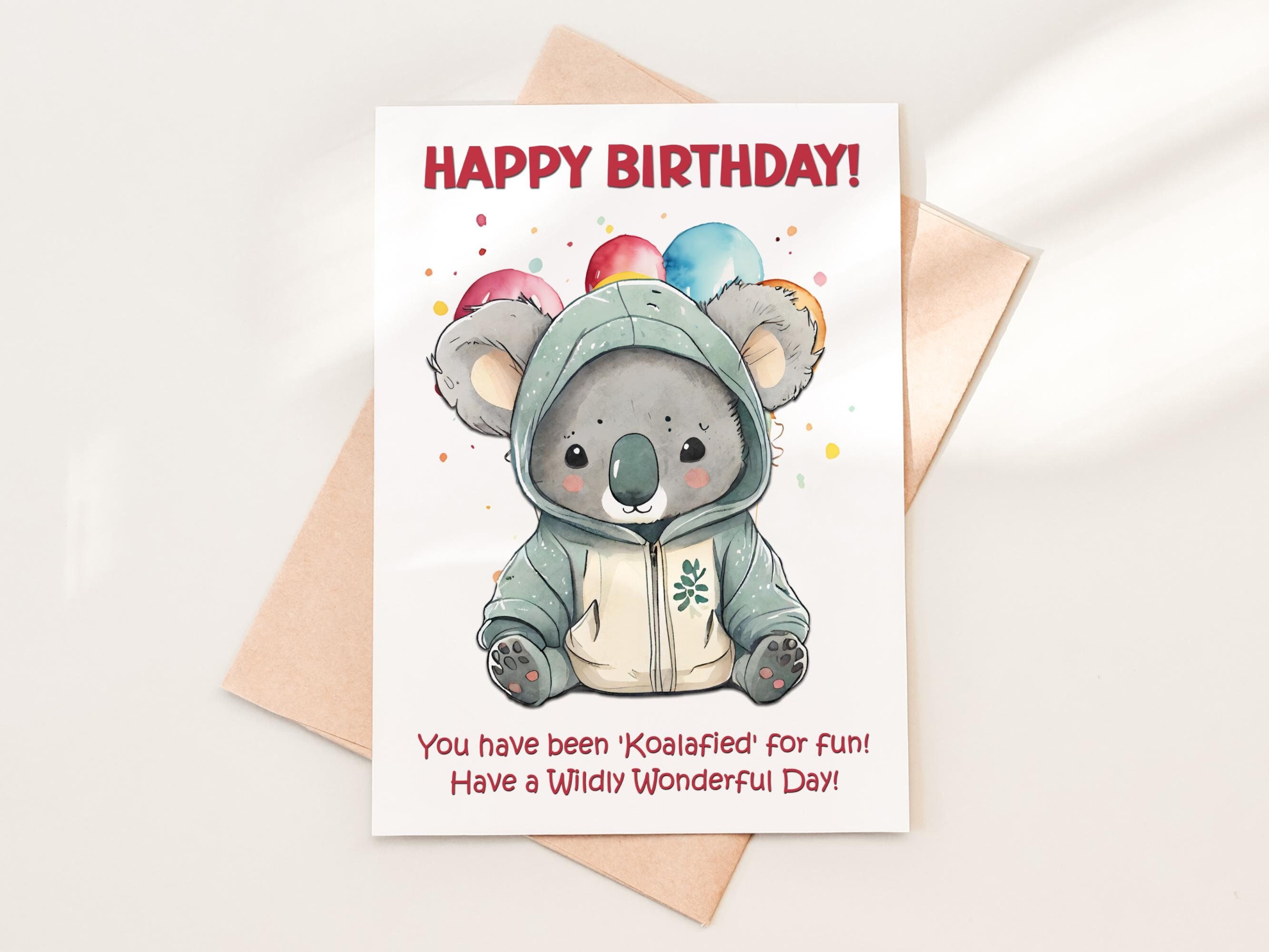 Koala Birthday Card Koala Printable Card Digital Product - Etsy