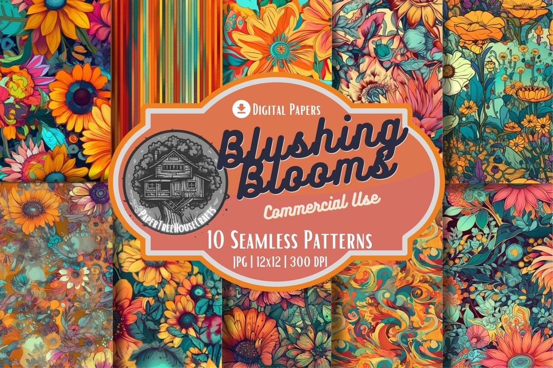 Blushing Blooms Scrapbook Paper Set Floral Digital Papers Etsy UK