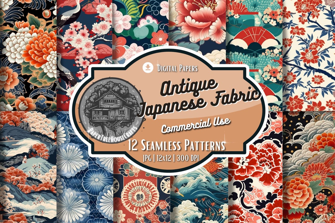 Digital Vintage Japanese Textile Designs Seamless Antique Fabric ...