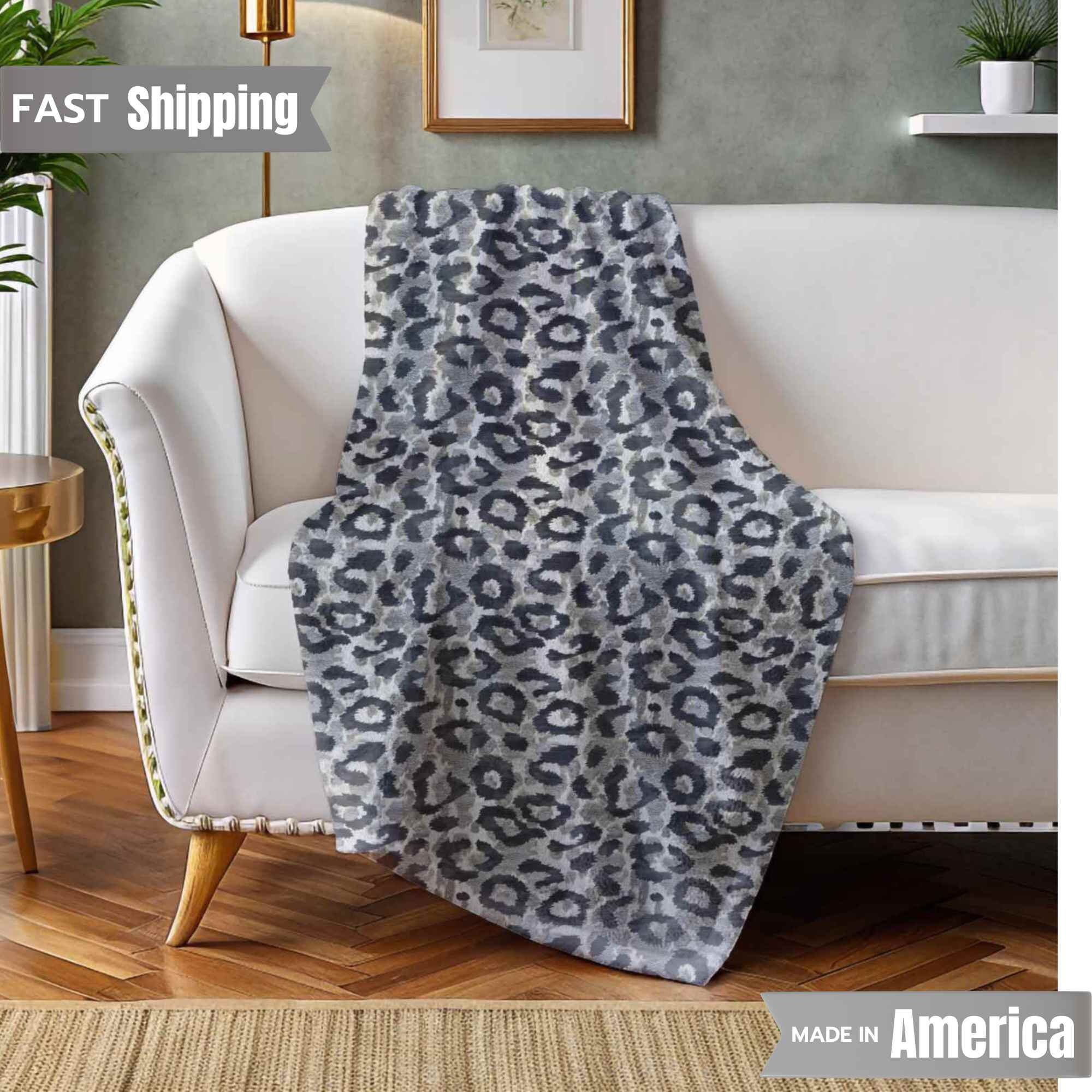 Cozy Grey Leopard Print Throw Blanket Soft Plush Stylish Animal Pattern Luxurious Wildlife Inspired Trendy Home Decor Baby Gift Idea for Her Etsy