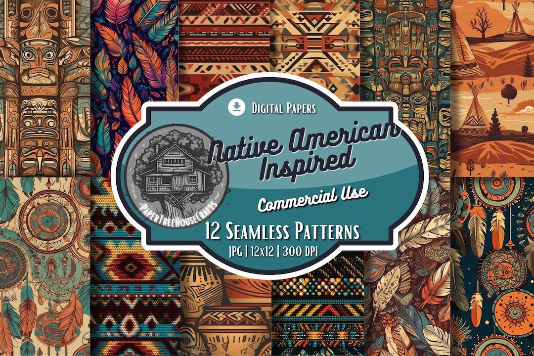 Native Roots 12 Handcrafted Digital Papers Unique Native American ...