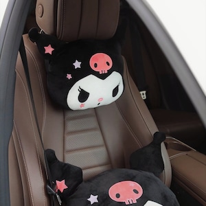 Cute Anime Car Headrest Pillow, Kawaii Waist Pillow, Fun Cartoon Neck  Support, Plush Seat Cushion, Fluffy Lumbar Pillow, Creative Car Decor 