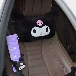 Bunny Car Headrest Pillow, Kawaii Anime Seatbelt Cover, Plush Rabbit Neck Support, Cartoon Kuromi Seat Belt Cushion, Cute Gifts For Her