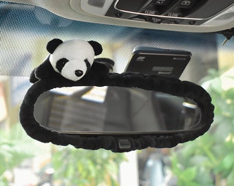 Panda Car Rearview Mirror Cover, Cute Animal Reversing Decoration, Cartoon Car Accessory, Reversing Mirror Protectior, Car Interior Decor