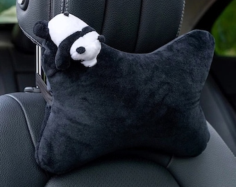 Panda Car Headrest Pillow, Plush Panda Neck Support, Cute Anime Neck Pillow, Cartoon Animal Soft Cushion, Gifts For Her, Cozy Car Acessories