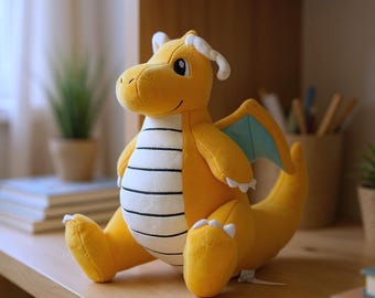 Dragonite Plushie, Cute Pokemon Plushies, Cartoon Dragon Plush Doll, Stuffed Animal Plush Toy,  Kawaii Anime, Gift for Kids, for Her (25cm)