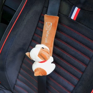 Cute Animal Seatbelt Cover, Cartoon Dog Shoulder Pad, Plush Cat Seat Belt Protector, Kawaii Anime Puppy Belt Cushion, Girl Kitty Car Decor Brown Dog