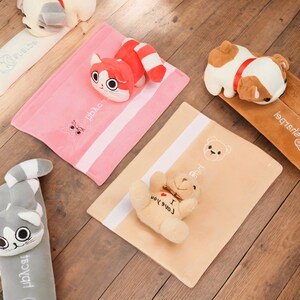 Cute Animal Seatbelt Cover, Cartoon Dog Shoulder Pad, Plush Cat Seat Belt Protector, Kawaii Anime Puppy Belt Cushion, Girl Kitty Car Decor image 9
