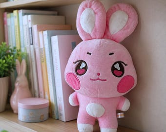 Pink Bunny Plush, Cute Kpop Plushie, Kawaii Rabbit Stuffed Animal, Soft Bunny Toy, Kpop Fan Gift, Cute Room Decor, 25cm / 10inch