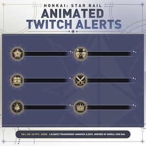 6 Animated Twitch Alerts / Honkai: Star Rail Themed / Inspired by In-Game Notifications / Assets for Streams / Space / Celestial / Stars