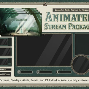 Pacote de pacote de transmissão animado Tears of the Kingdom / Inspirado em Legend of Zelda / Telas, sobreposições, alertas Twitch, painéis / Youtube, Twitch