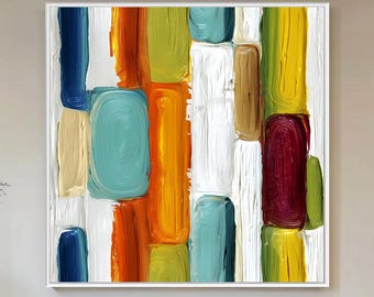 Textured Palette Knife Oil Painting, Modern Abstract Color Blocks