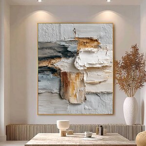 Wabi Sabi Wall Art, 3D Textured Painting, Neutral Abstract Impasto Art, Large Style Decor, Minimalist Palette Knife Art for Living Room