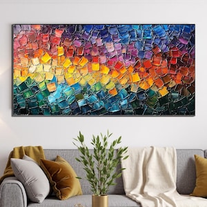 Large Colorful Oil Painting On Canvas,Original 3d Texture Palette Knife Art,Modern Abstract Oil Painting, Luxury Wall Art, Living Room Decor