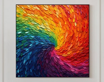 Abstrakte bunte Vortex Textur Ölgemälde auf Leinwand, große Wandkunst, Original minimalistische Acrylmalerei, benutzerdefinierte Wohnzimmer Dekor Geschenk