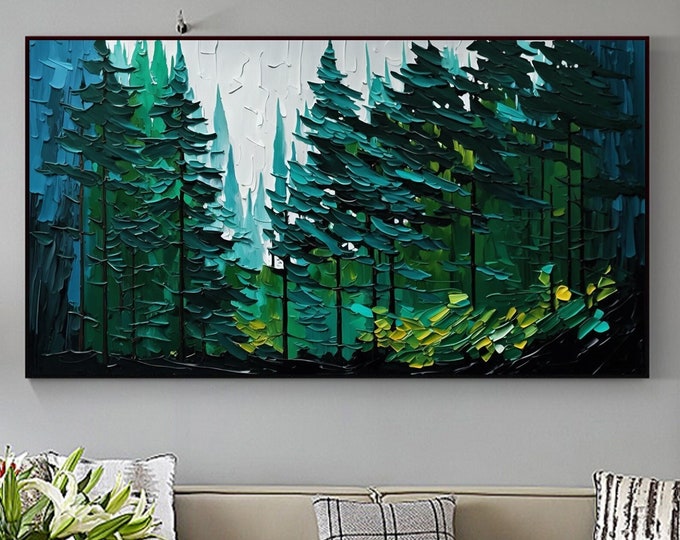 Abstract Forest Oil Painting on Canvas, Large Wall Art,original Green ...