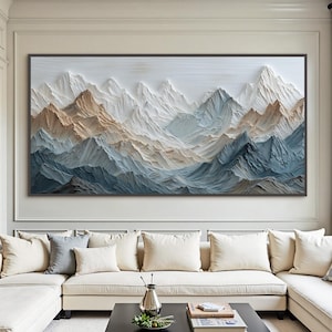 Large Majestic Mountain Oil Painting On Canvas, Original Abstract Landscape Texture Painting, Modern Luxury Home Decor, Living Room Wall Art