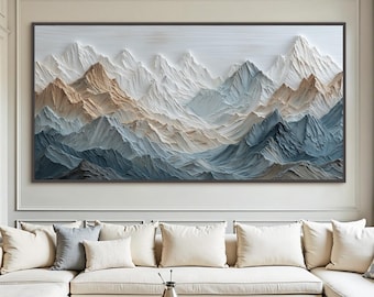 Majestueus bergolieverfschilderij op canvas, abstract structuurlandschap