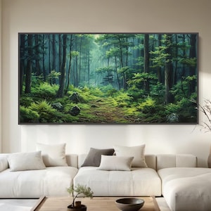 Abstract Forest Oil Painting on Canvas, Large Wall Art, Original 3d Textured Green Tree Landscape Painting,Custom Painting,Living Room Decor