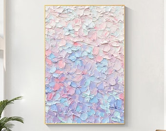 Original Ölgemälde auf Leinwand, große Wandkunst, abstrakte minimalistische Kunst, rosa benutzerdefinierte Malerei, modernes Wohnzimmer Dekor Geschenk