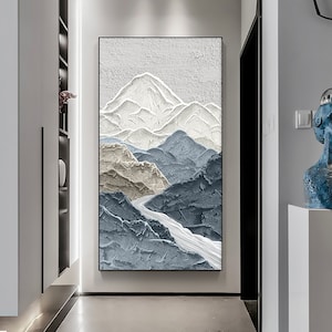 Abstract Mountain Oil Painting On Canvas, Large Wall Art, Original Minimalist Texture Wall Art,Custom Painting Modern Living Room Decor Gift