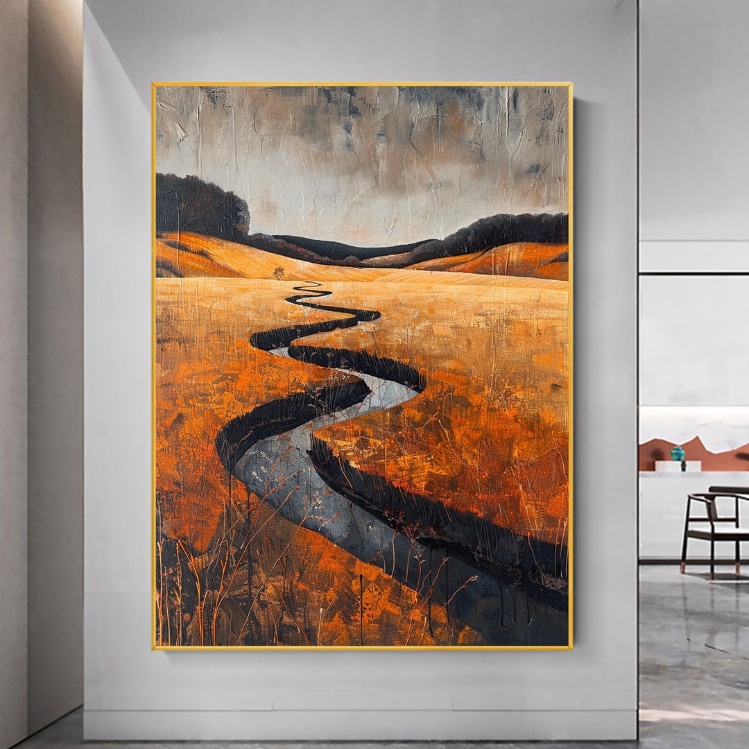 Original Wheat Field Oil Painting on Canvas, Large Wall Art Abstract ...