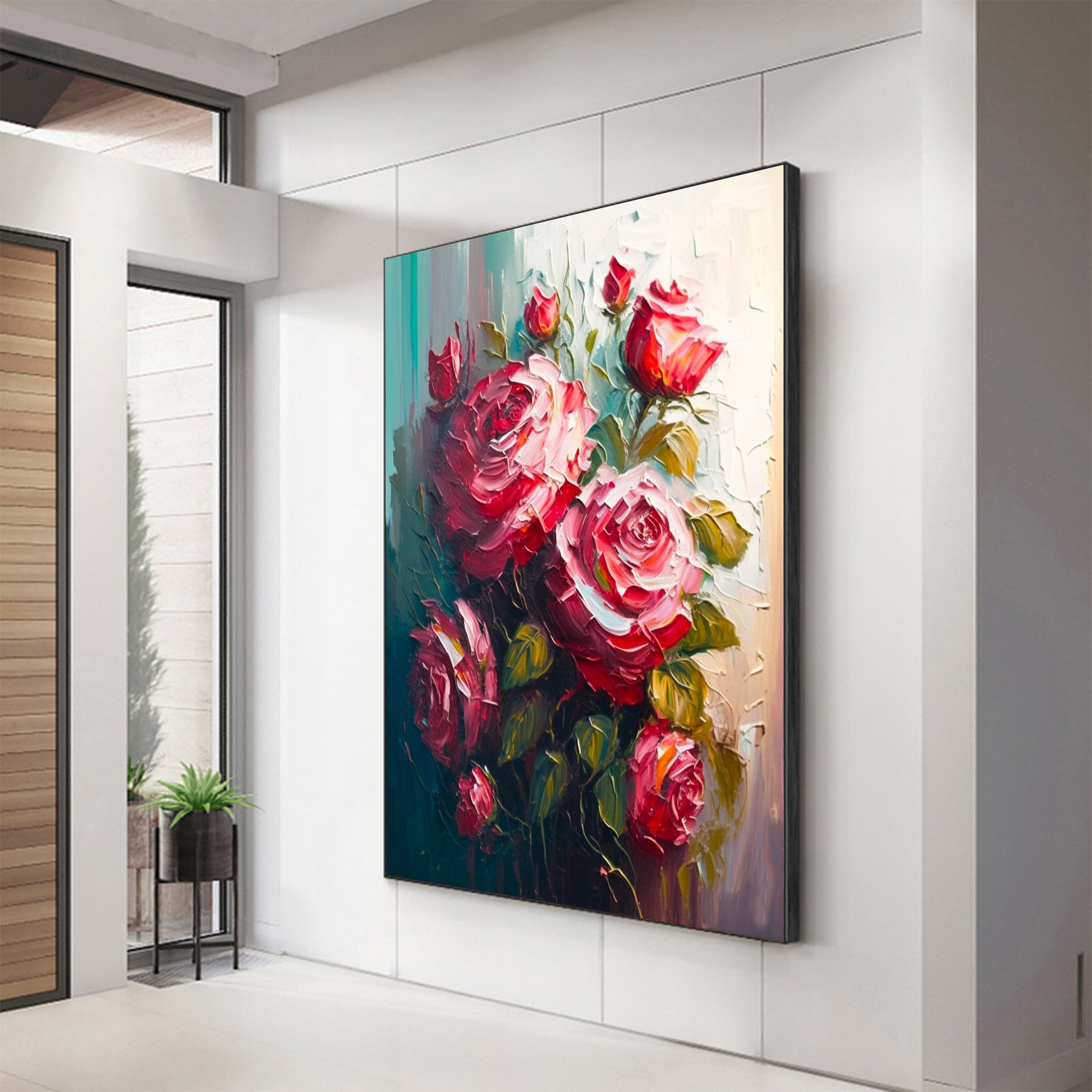 Large Original Red Rose Oil Painting on Canvas Abstract Etsy