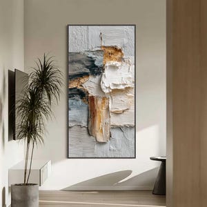 Wabi Sabi Wall Art, 3D Textured Painting, Neutral Abstract Impasto Art, Large Style Decor, Minimalist Palette Knife Art for Living Room