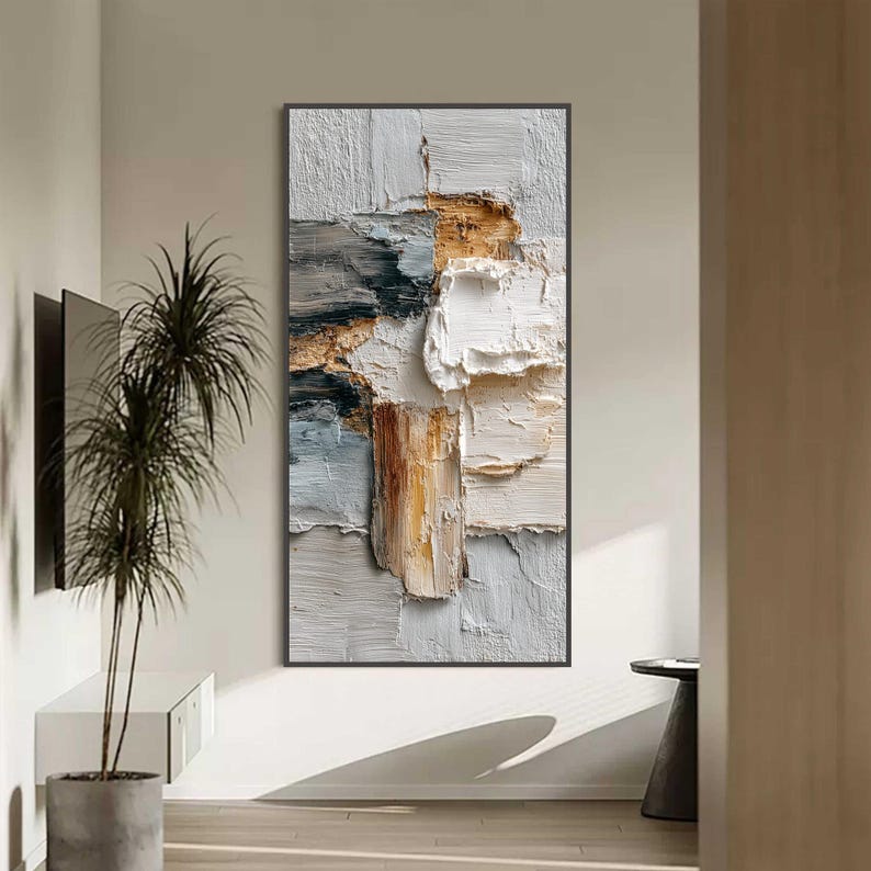 Wabi Sabi Wall Art, 3D Textured Painting, Neutral Abstract Impasto Art, Large Style Decor, Minimalist Palette Knife Art for Living Room