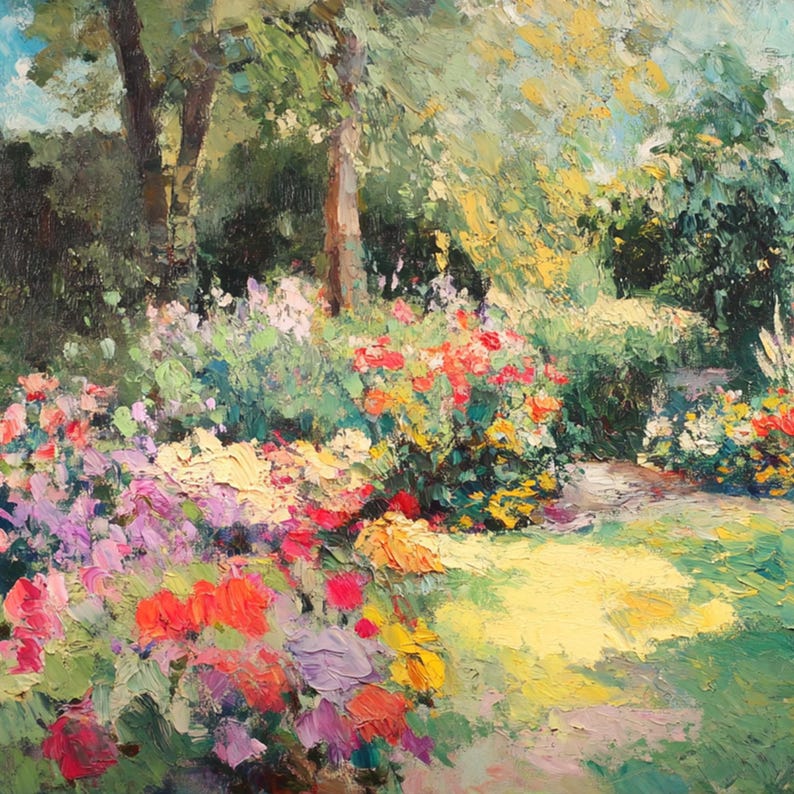 Original Colorful Flowers Oil Painting on Canvas, Large Wall Art