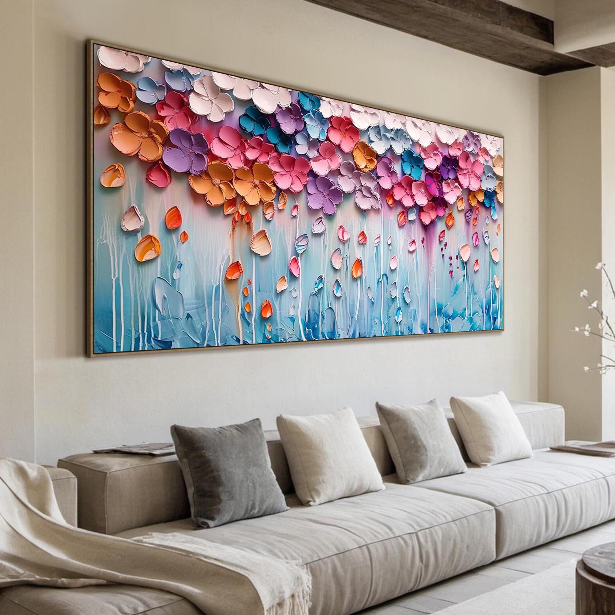Textured Floral Oil Painting, Large Abstract Flower Canvas Art - Etsy