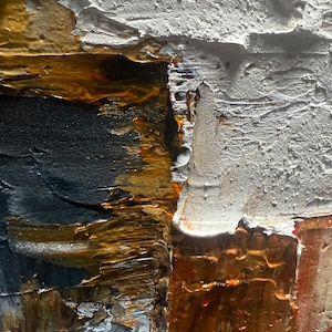 Textured 3D Impasto Painting, Neutral Abstract Wabi Sabi Art