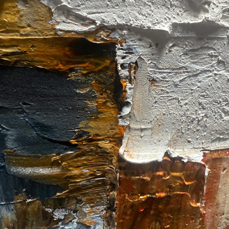 Textured 3D Impasto Painting, Neutral Abstract Wabi Sabi Art