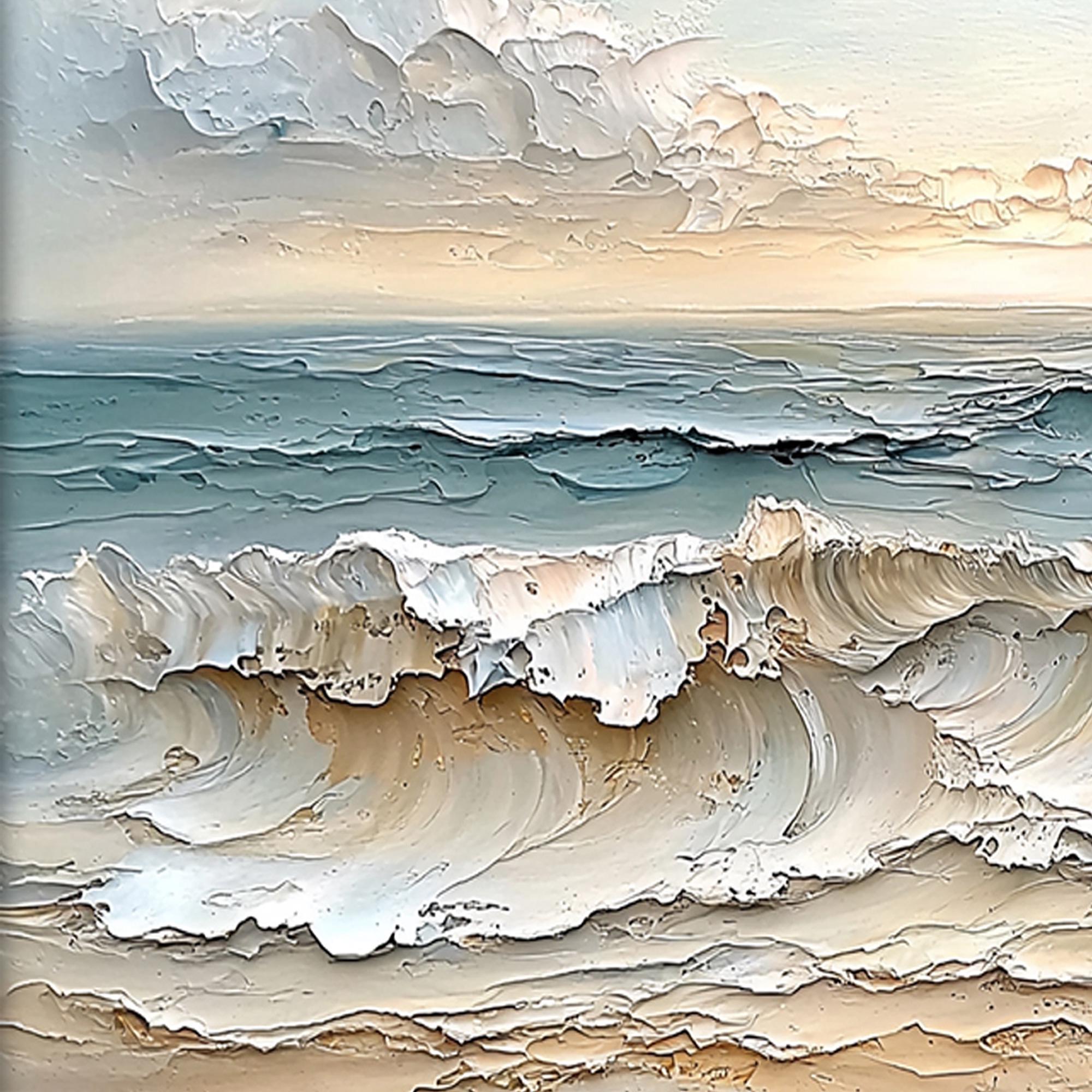 Textured Ocean Wave Painting on Canvas, 3D Impasto Seascape Diptych - Etsy