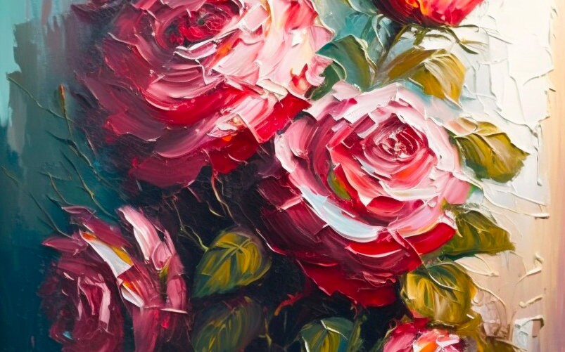 Large Original Red Rose Oil Painting on Canvas Abstract - Etsy