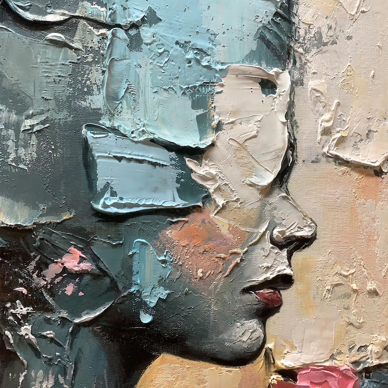 Textured Abstract Portrait Oil Painting on Canvas, Modern Wall Decor - Etsy