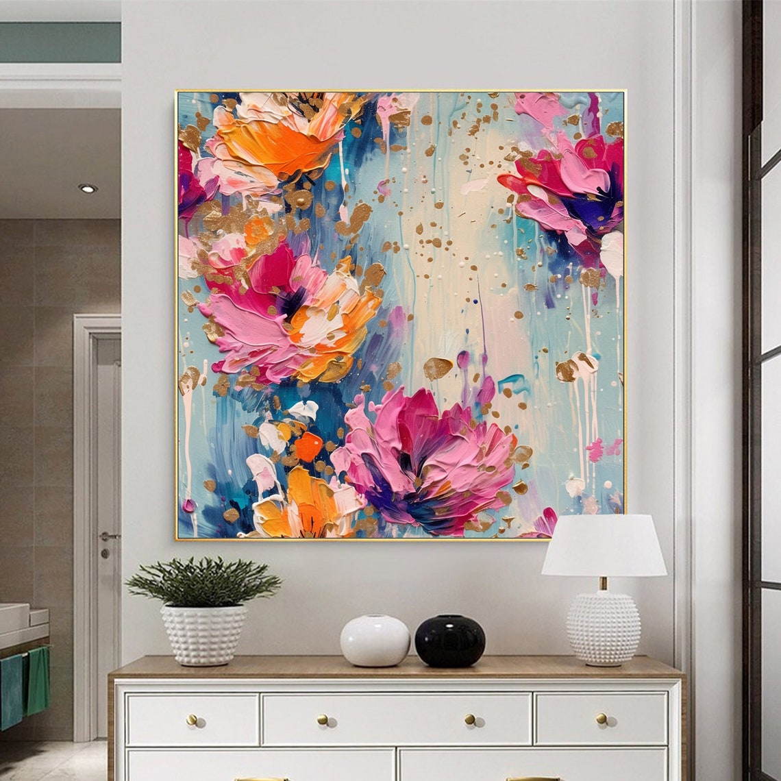 Large Abstract Flower Oil Painting on Canvascanvas Wall Art - Etsy