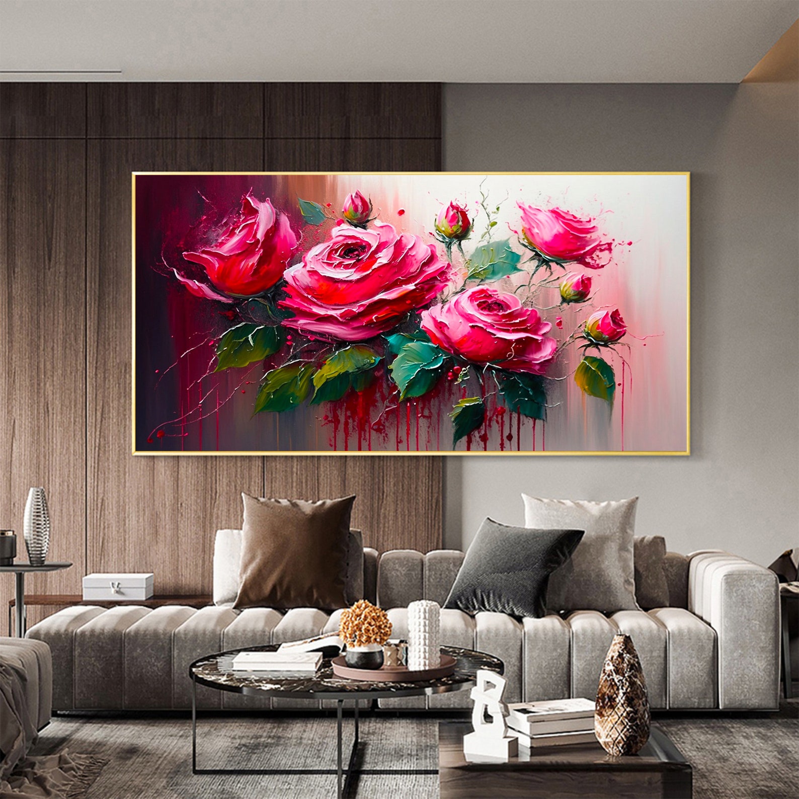 Large Original Red Rose Oil Painting on Canvas Abstract Etsy