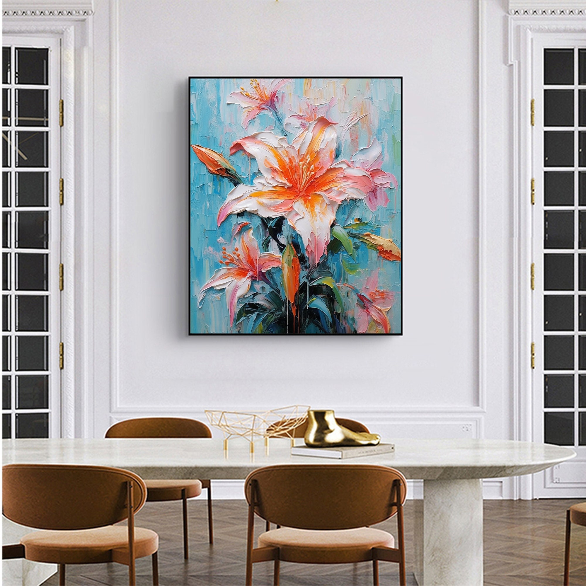 Original Lily Flower Oil Painting on Canvasabstract Pink - Etsy