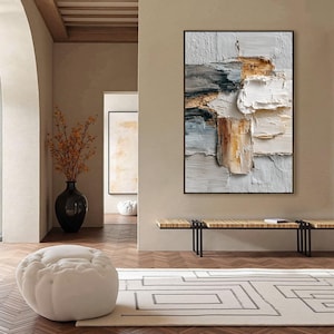 Wabi Sabi Wall Art, 3D Textured Painting, Neutral Abstract Impasto Art, Large Style Decor, Minimalist Palette Knife Art for Living Room