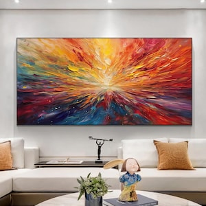 Abstract Orange Texture Oil Painting, Large Colorful Canvas Wall Art - Etsy