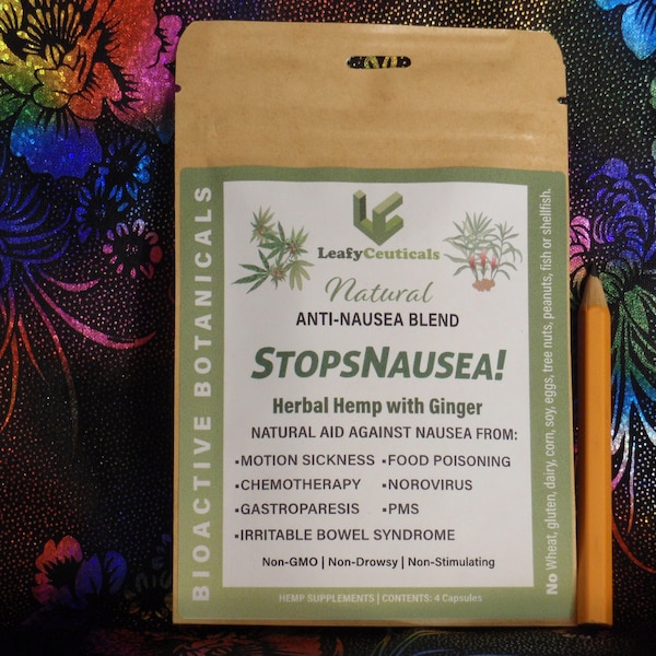 Stops Nausea! Natural Anti-Nausea Herbal Blend with Ginger. 2 for 1! Buy 1 GET 1 FREE for a limited INTRODUCTION Price. 4 caps per package.