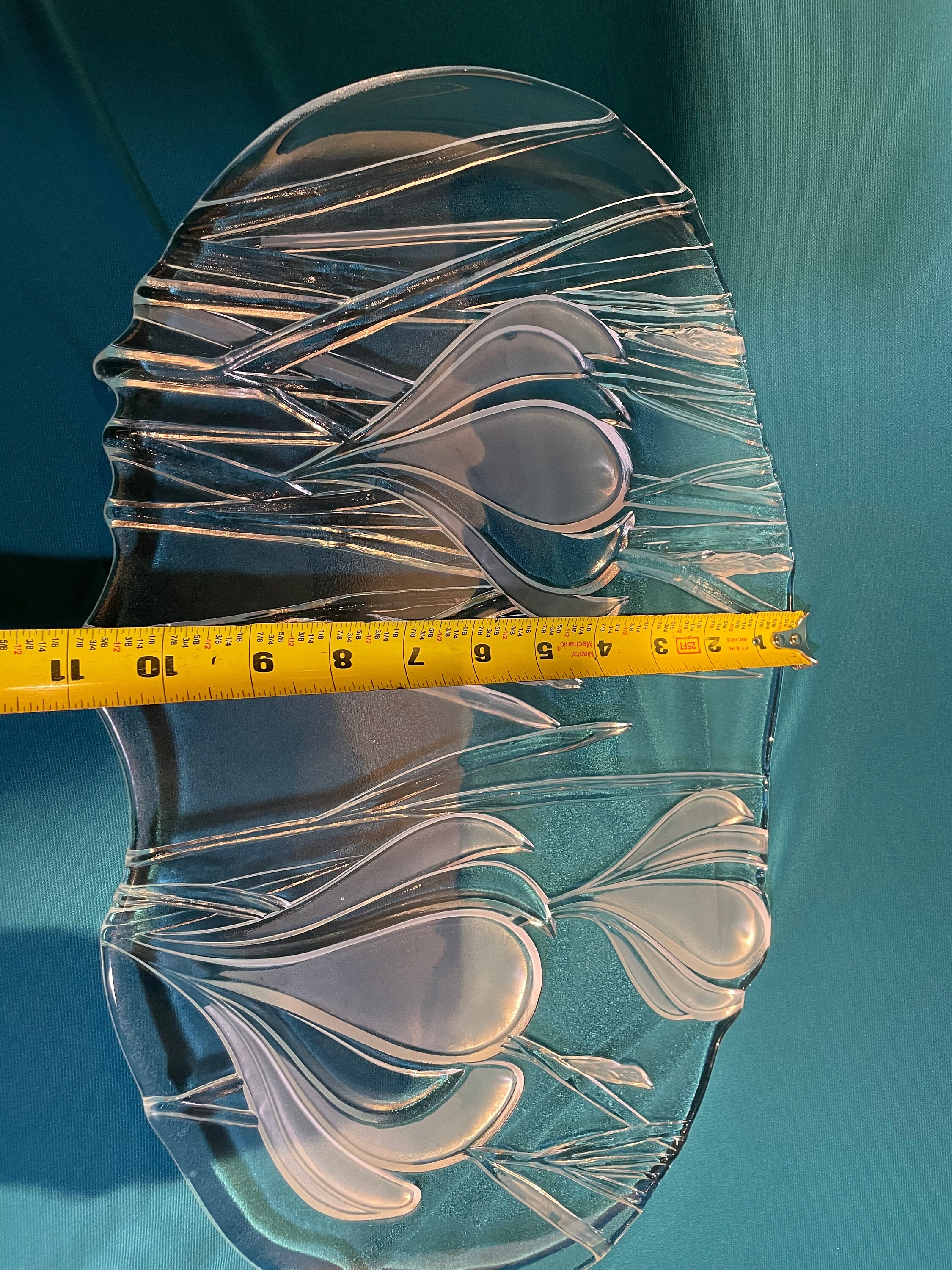 Unique Vintage Glass Etched Serving Tray Unique Shape and Etsy